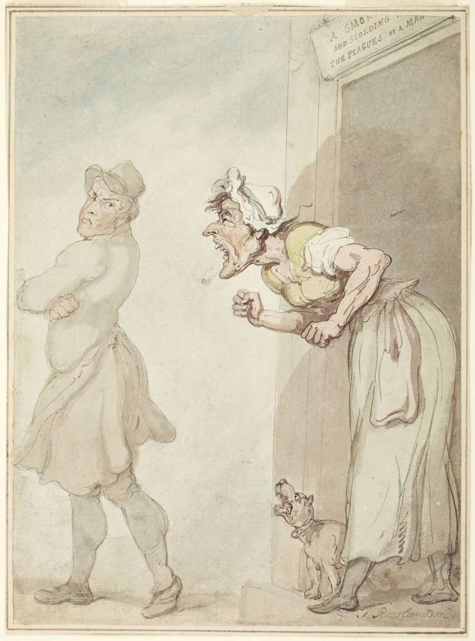 Ein rauchender Schornstein und eine schimpfende Ehefrau: Die Plagen des Mannes von Thomas Rowlandson