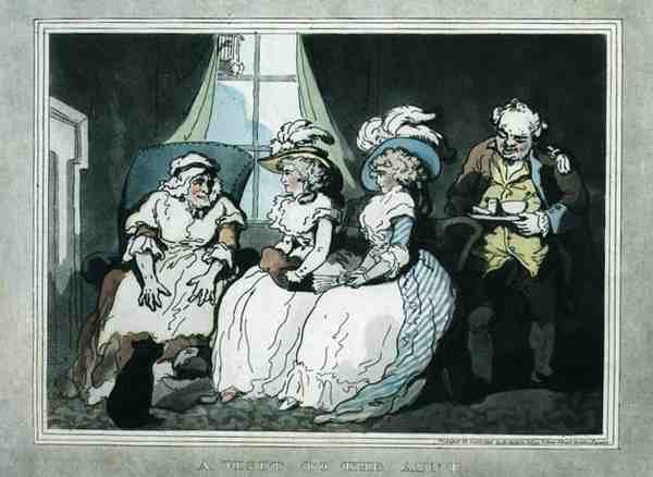 "Ein Besuch bei der Tante", aquatintiert von Francis Jukes, veröffentlicht von E. Jackson von Thomas Rowlandson