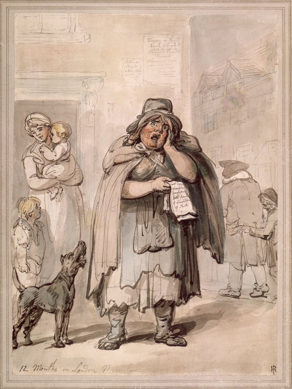 Ein Straßenverkäufer an einer Straßenecke, London von Thomas Rowlandson