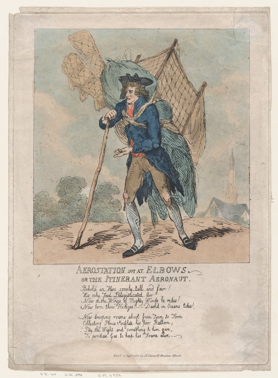 Aerostation out at Elbows, oder Der wandernde Aeronaut von Thomas Rowlandson