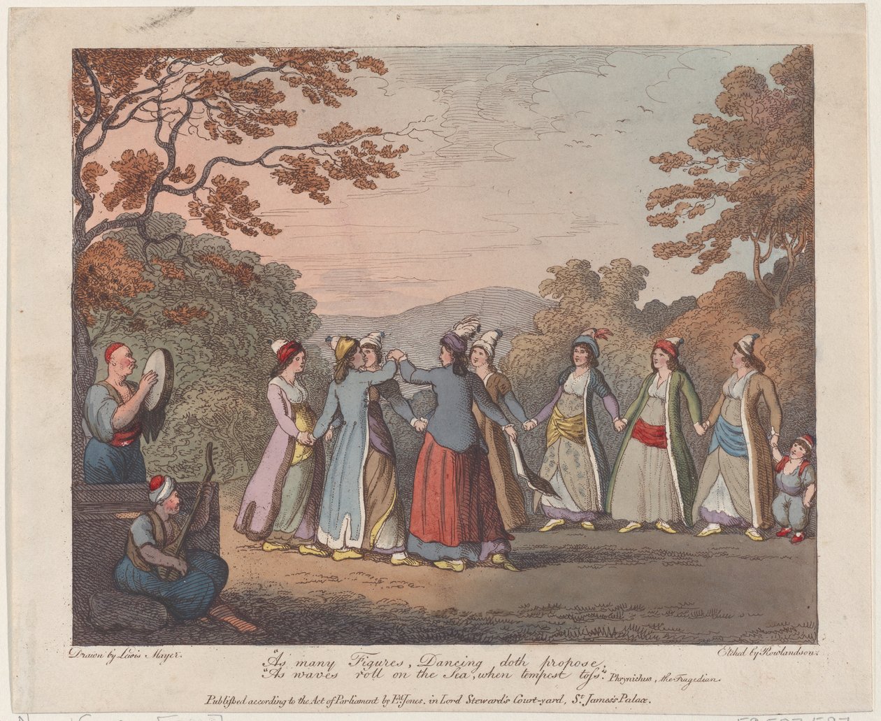 So viele Figuren, Tanzen schlägt vor, wie Wellen auf dem Meer rollen, wenn der Sturm tobt, 31. Juli 1804 von Thomas Rowlandson