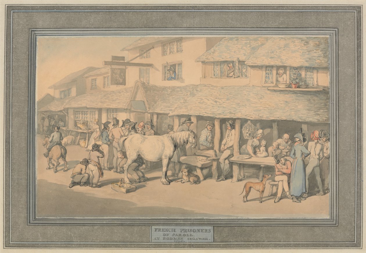 Bodmin Cornwall: Französische Gefangene auf Ehrenwort von Thomas Rowlandson