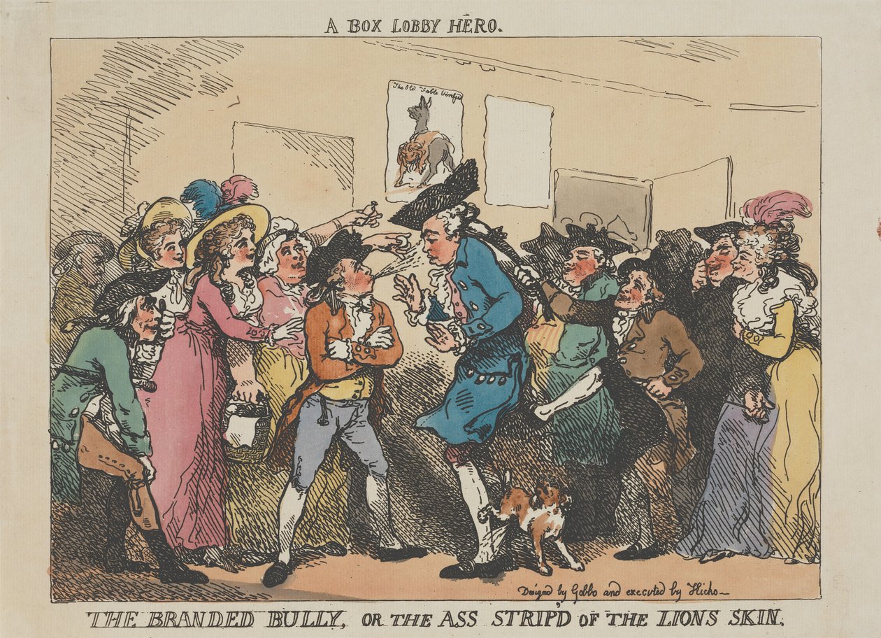 Box-Lobby-Held, Der gebrandmarkte Tyrann oder der Esel, dem die Löwenhaut abgezogen wurde von Thomas Rowlandson