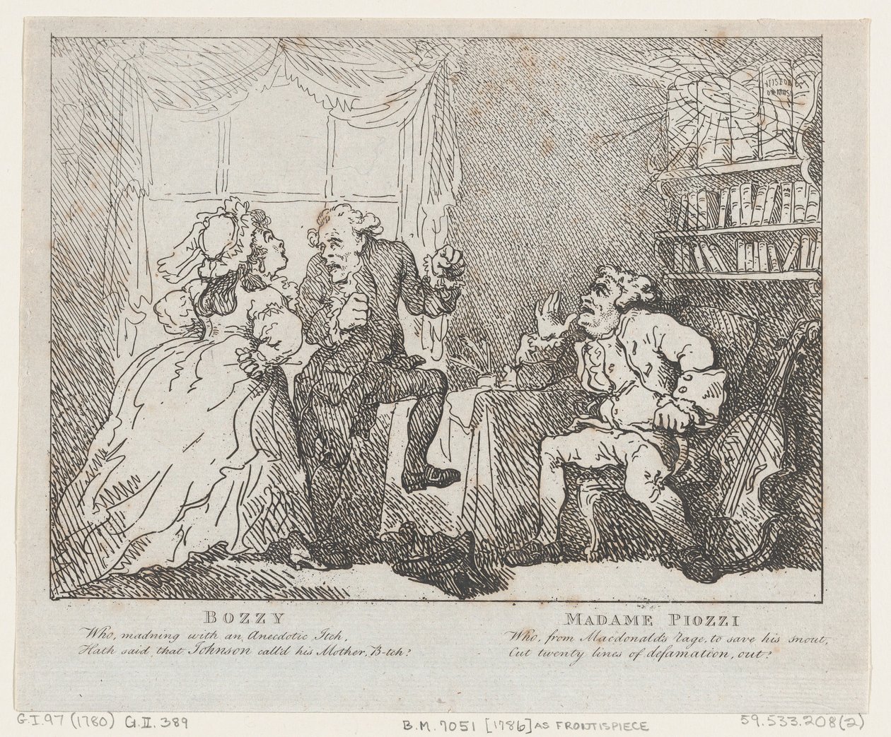 Bozzy und Madame Piozzi Frontispiz, Bozzy und Piozzi von Peter Pindar, 1780-86 von Thomas Rowlandson