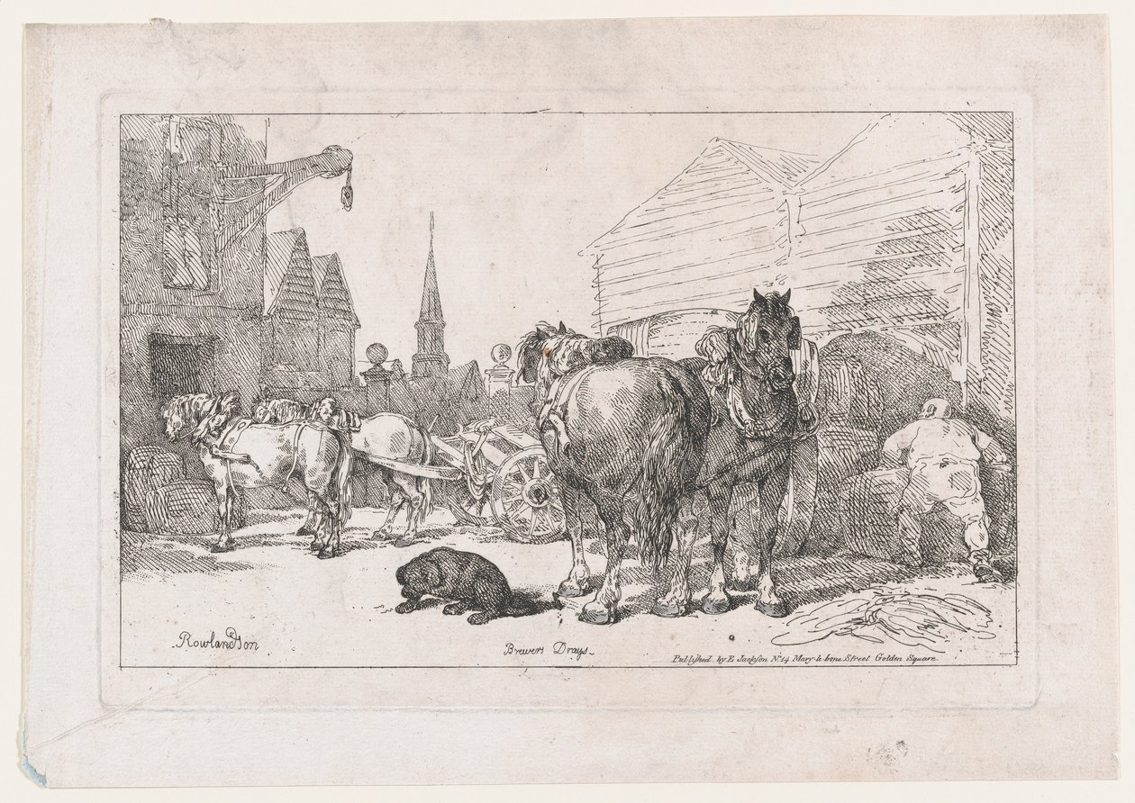 Brauereiwagen, aus Ein neues Buch der Pferde und Kutschen, 1784 von Thomas Rowlandson