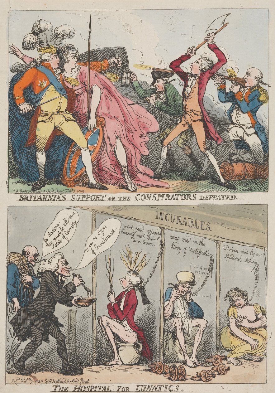 Britanniens Unterstützung oder die Verschwörer besiegt - Das Krankenhaus für Geisteskranke von Thomas Rowlandson