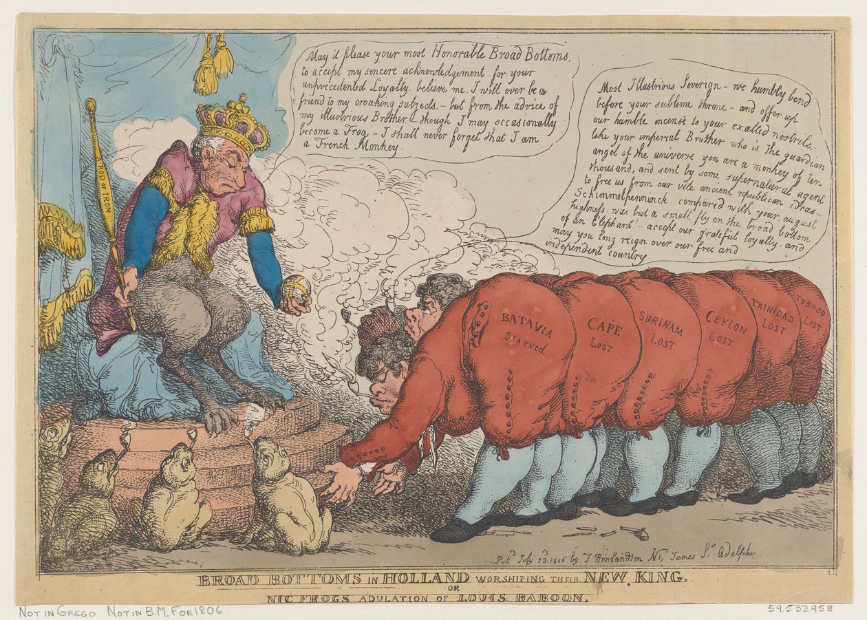 Breite Böden in Holland verehren ihren neuen König, 23. Juli 1806 von Thomas Rowlandson