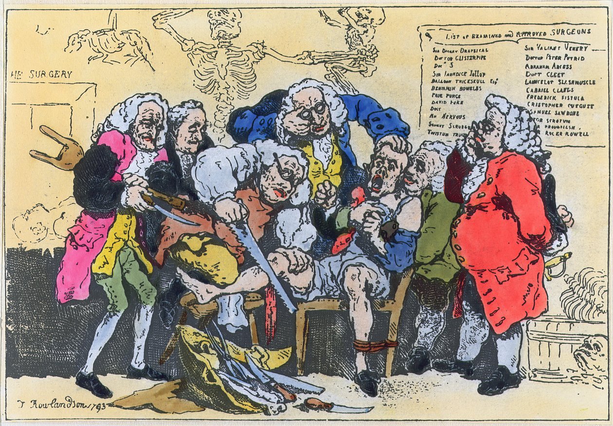 Karikatur von georgischen Chirurgen bei der Arbeit von Thomas Rowlandson