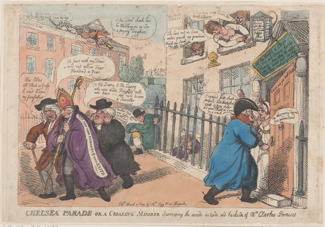 Chelsea Parade oder ein krächzendes Mitglied, das das Innere, Äußere und Hintere untersucht von Thomas Rowlandson