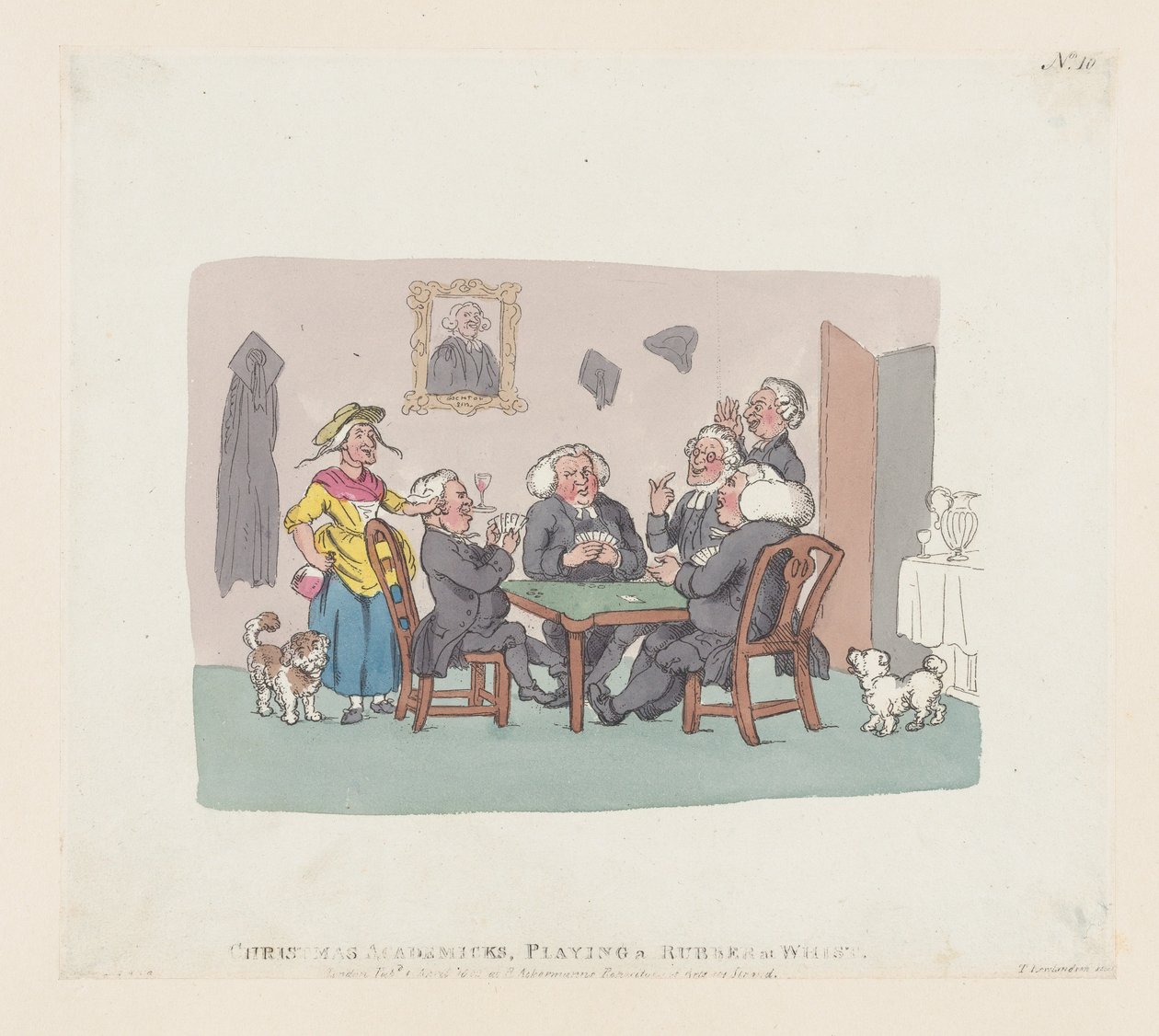 Weihnachtsakademiker spielen Whist von Thomas Rowlandson