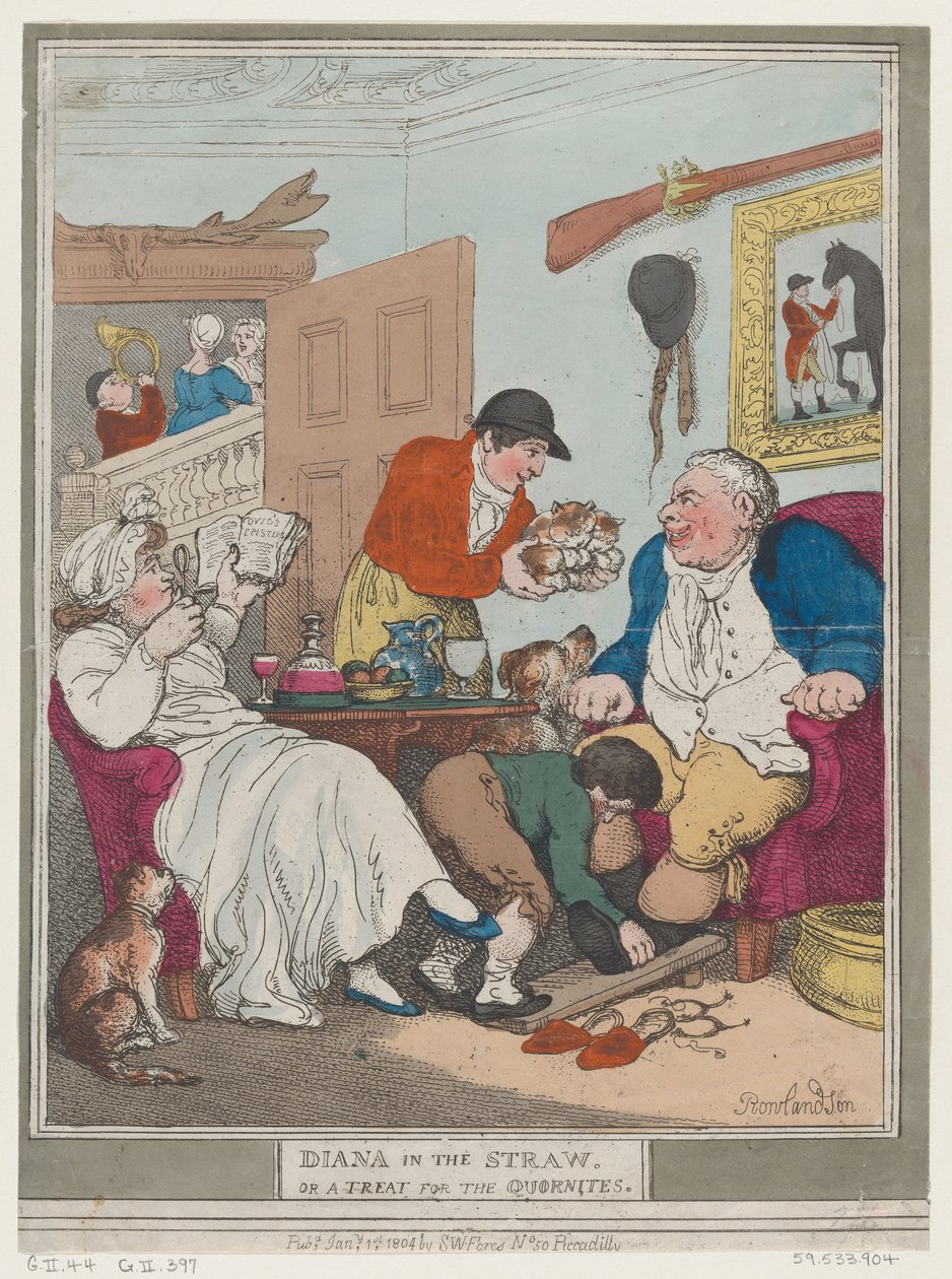 Diana im Stroh oder Ein Leckerbissen für Quornites, 1. Januar 1804 von Thomas Rowlandson
