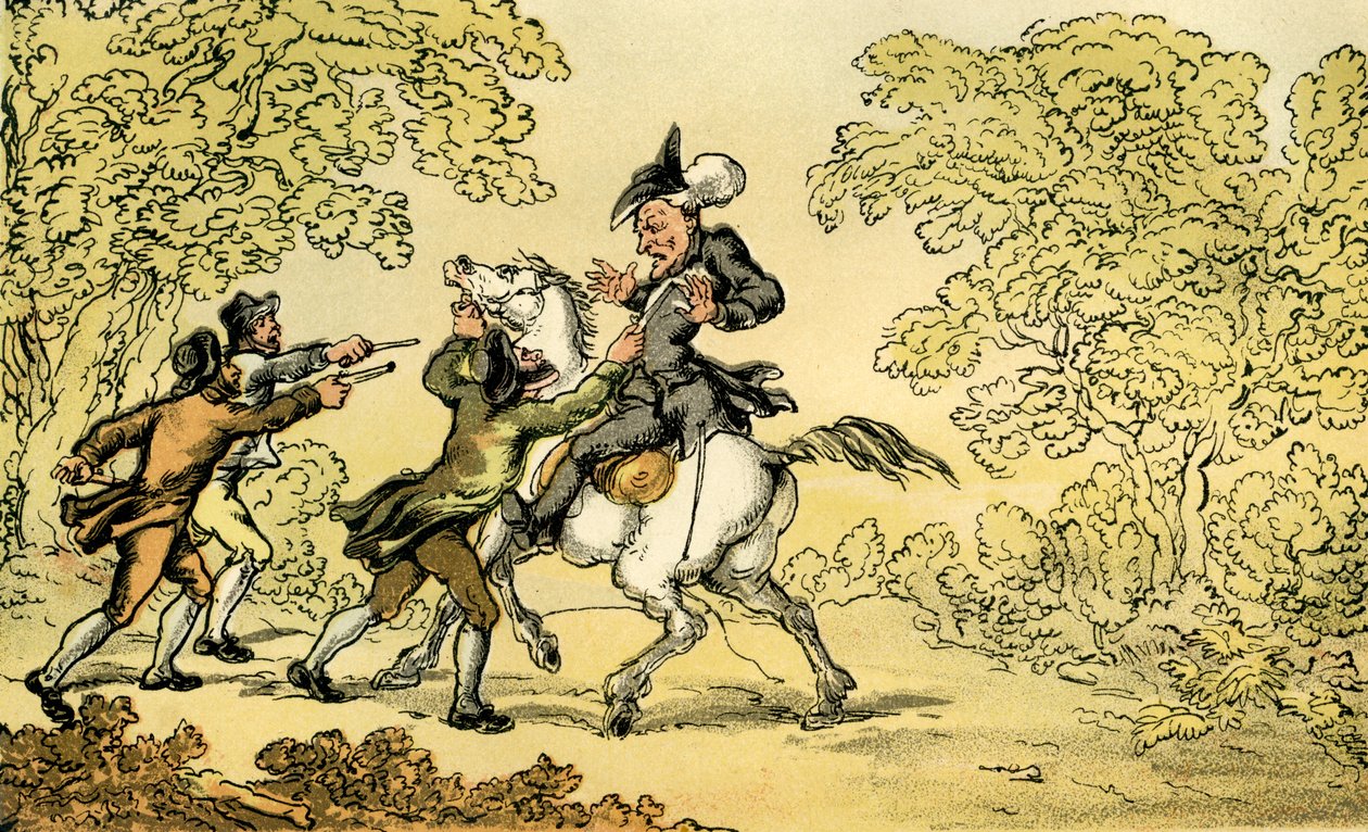 Dr. Syntax wird von Straßenräubern gestoppt von Thomas Rowlandson