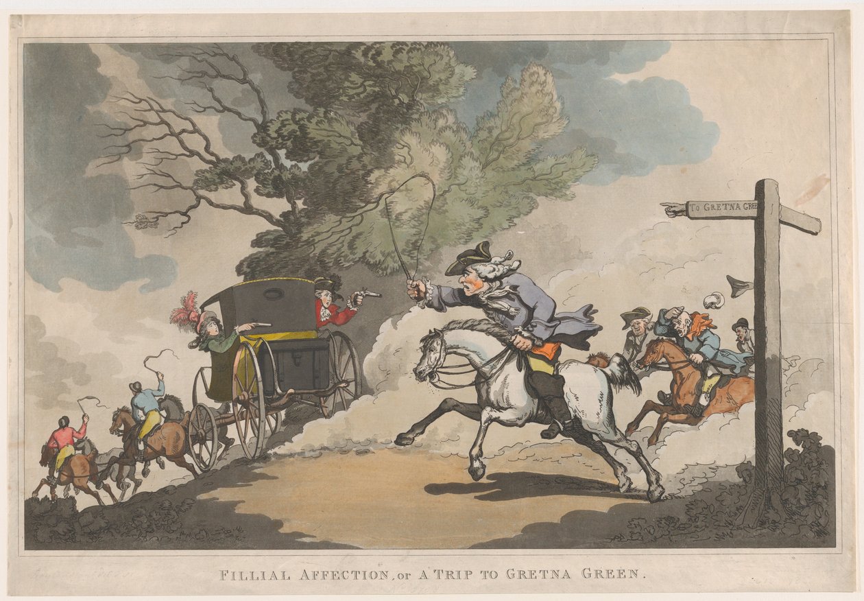 Kindliche Zuneigung oder eine Reise nach Gretna Green von Thomas Rowlandson