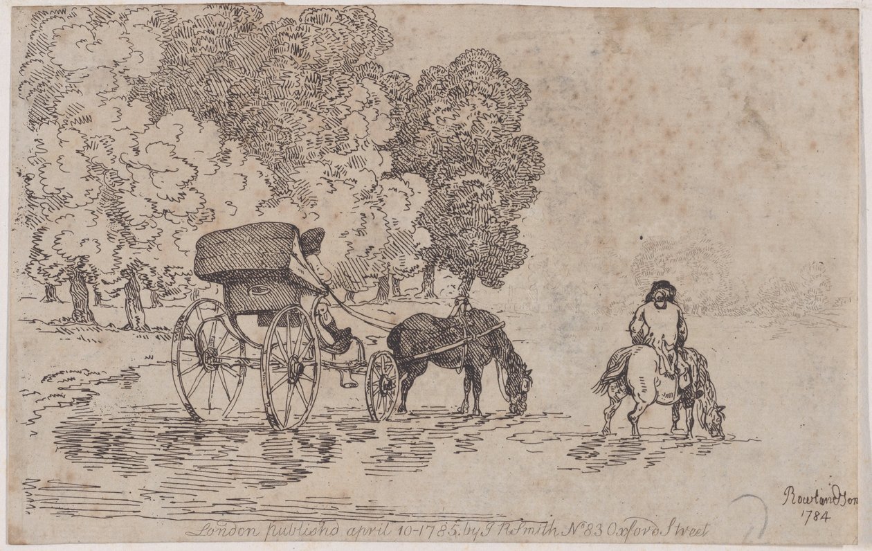 Vierrädrige Chaise, 10. April 1785 von Thomas Rowlandson