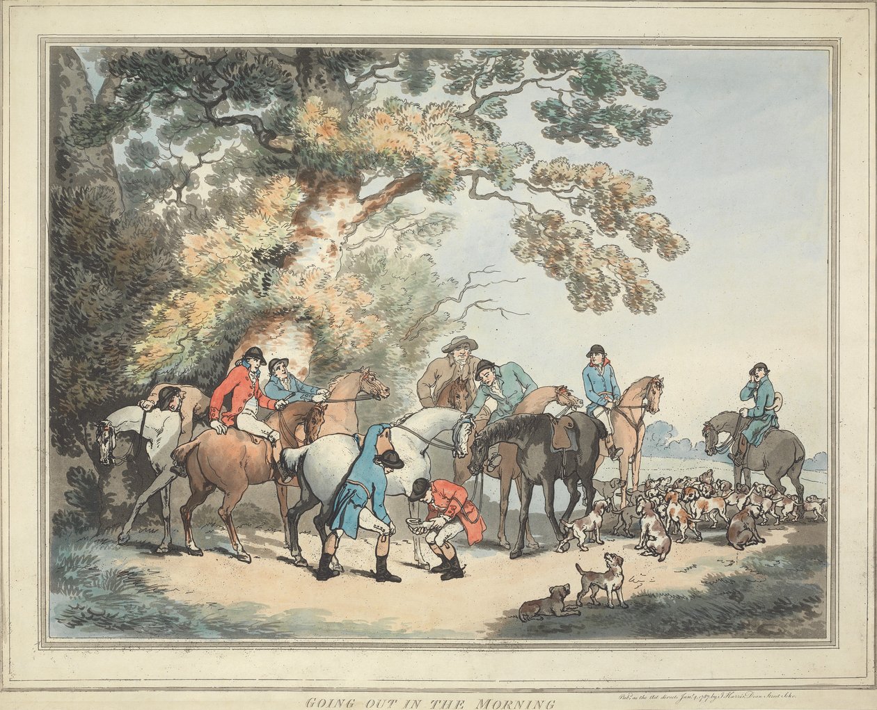 Fuchsjagd [Satz von sechs]: 1. Morgens hinausgehen von Thomas Rowlandson