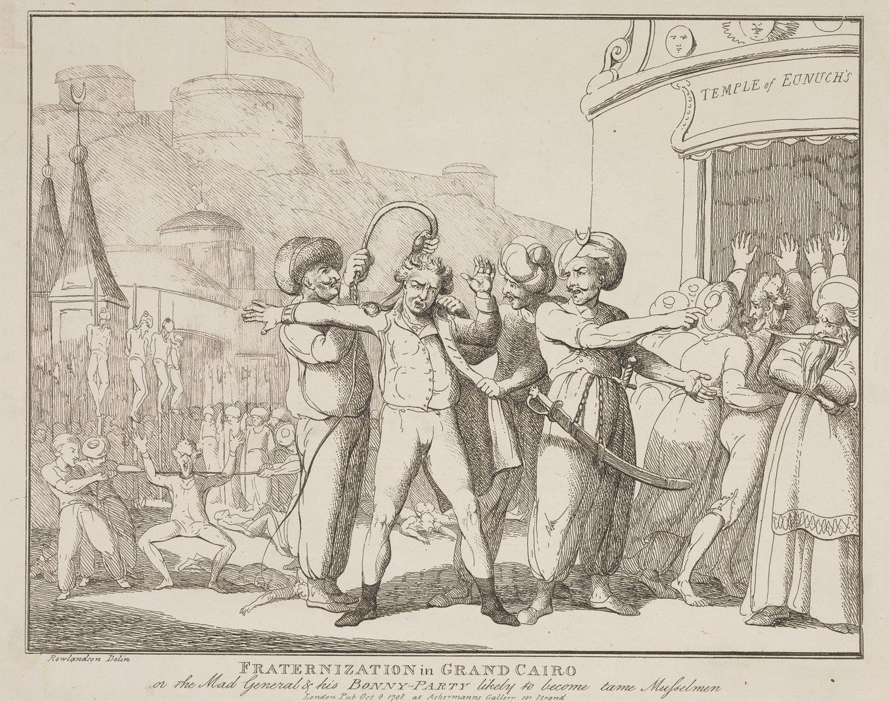 Brüderlichkeit in Groß-Kairo oder der verrückte General und seine fröhliche Party, die wahrscheinlich zahme Muslime werden von Thomas Rowlandson