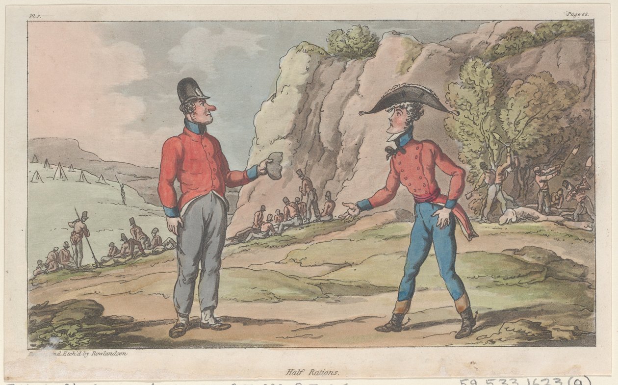 Halbe Rationen, aus Die militärischen Abenteuer von Johnny Newcome, 1815 von Thomas Rowlandson