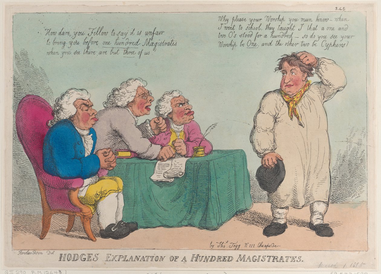 Hodges Erklärung von hundert Magistraten von Thomas Rowlandson