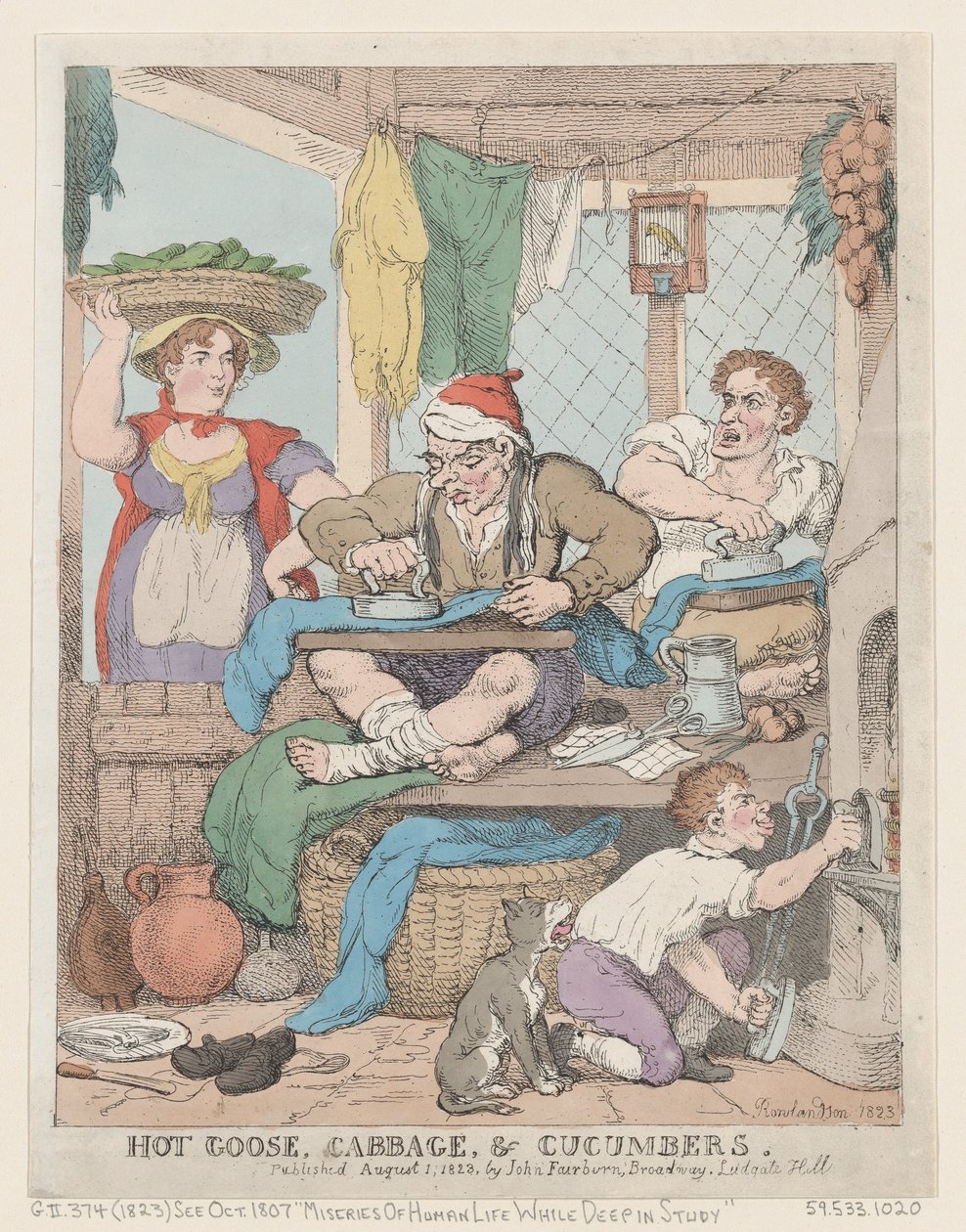 Heiße Gans, Kohl und Gurken von Thomas Rowlandson