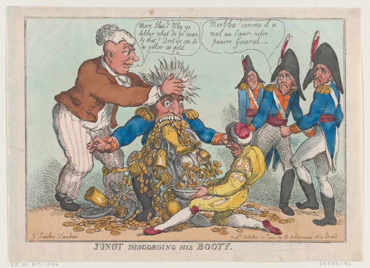 Junot spuckt seine Beute aus, 17. Oktober 1808 von Thomas Rowlandson