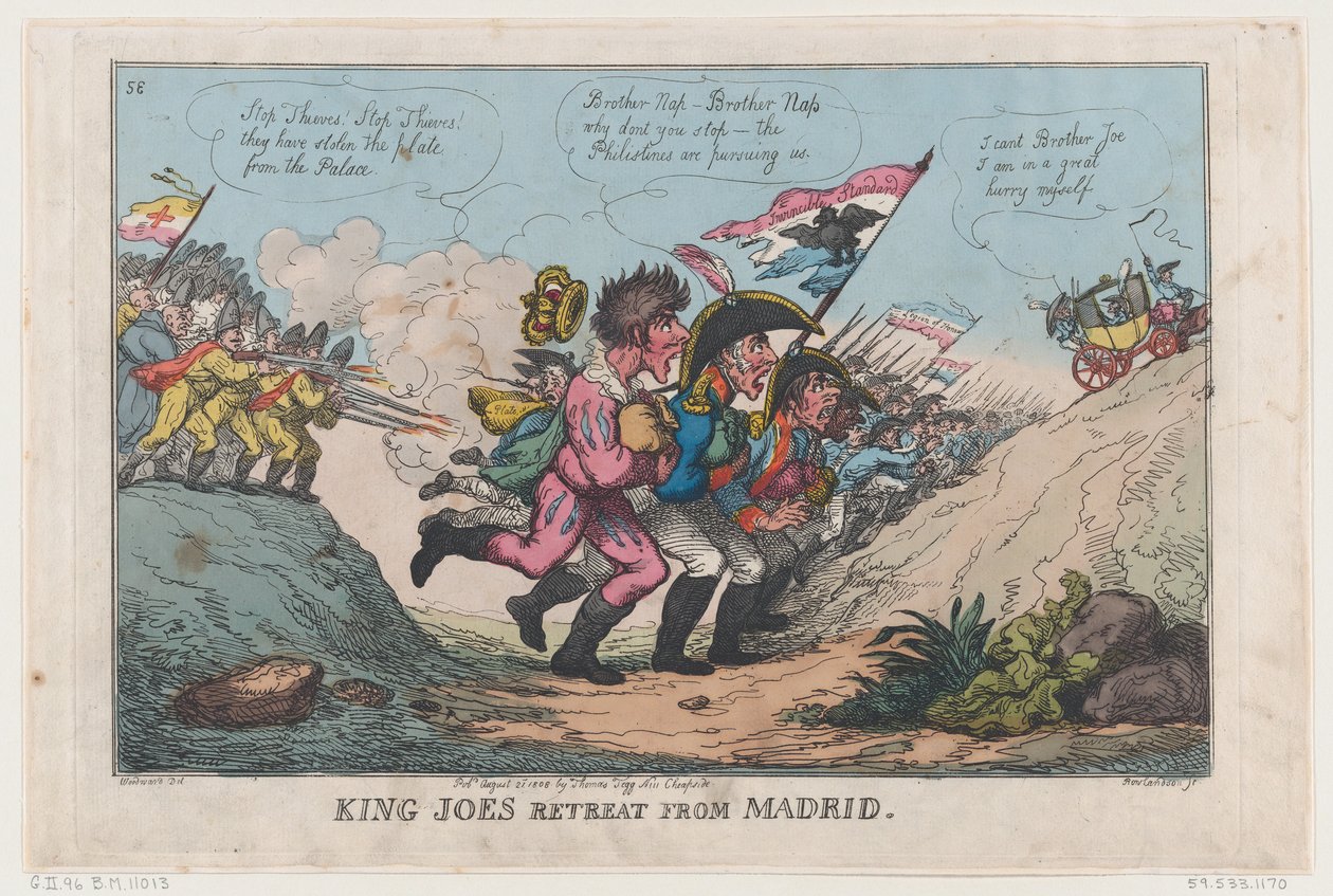König Joes Rückzug aus Madrid, 21. August 1808 von Thomas Rowlandson