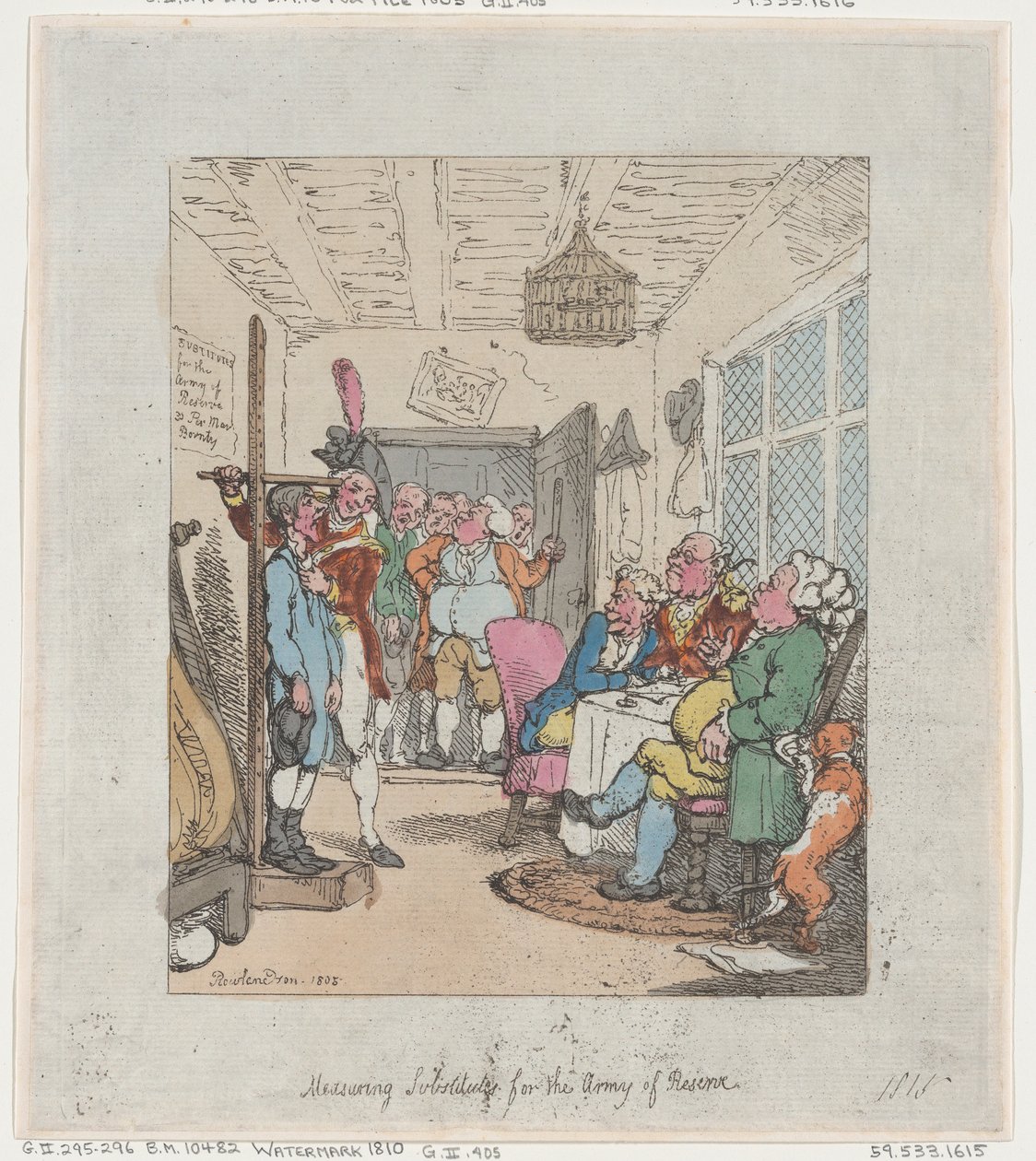 Messung von Ersatzleuten für die Reservearmee, 1805 von Thomas Rowlandson
