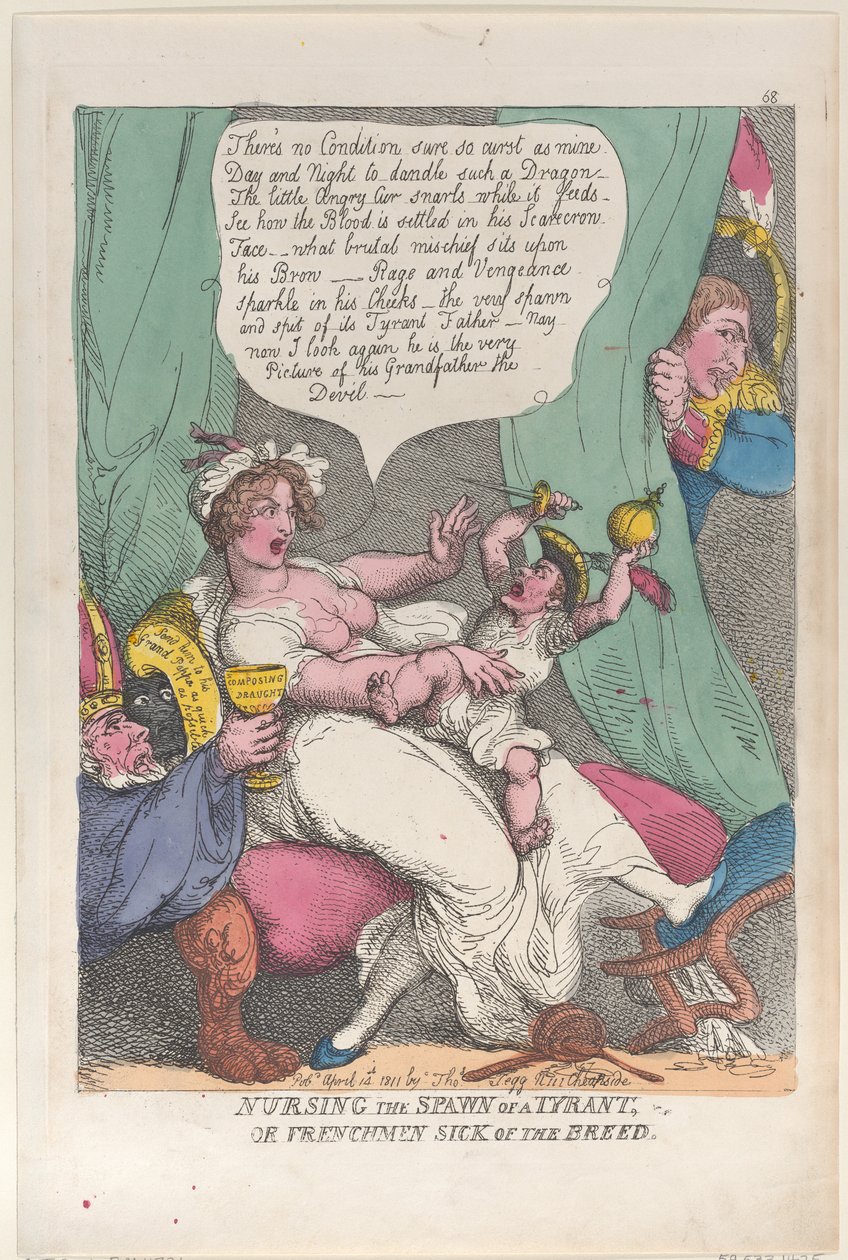 Die Brut eines Tyrannen pflegen, 14. April 1811 von Thomas Rowlandson