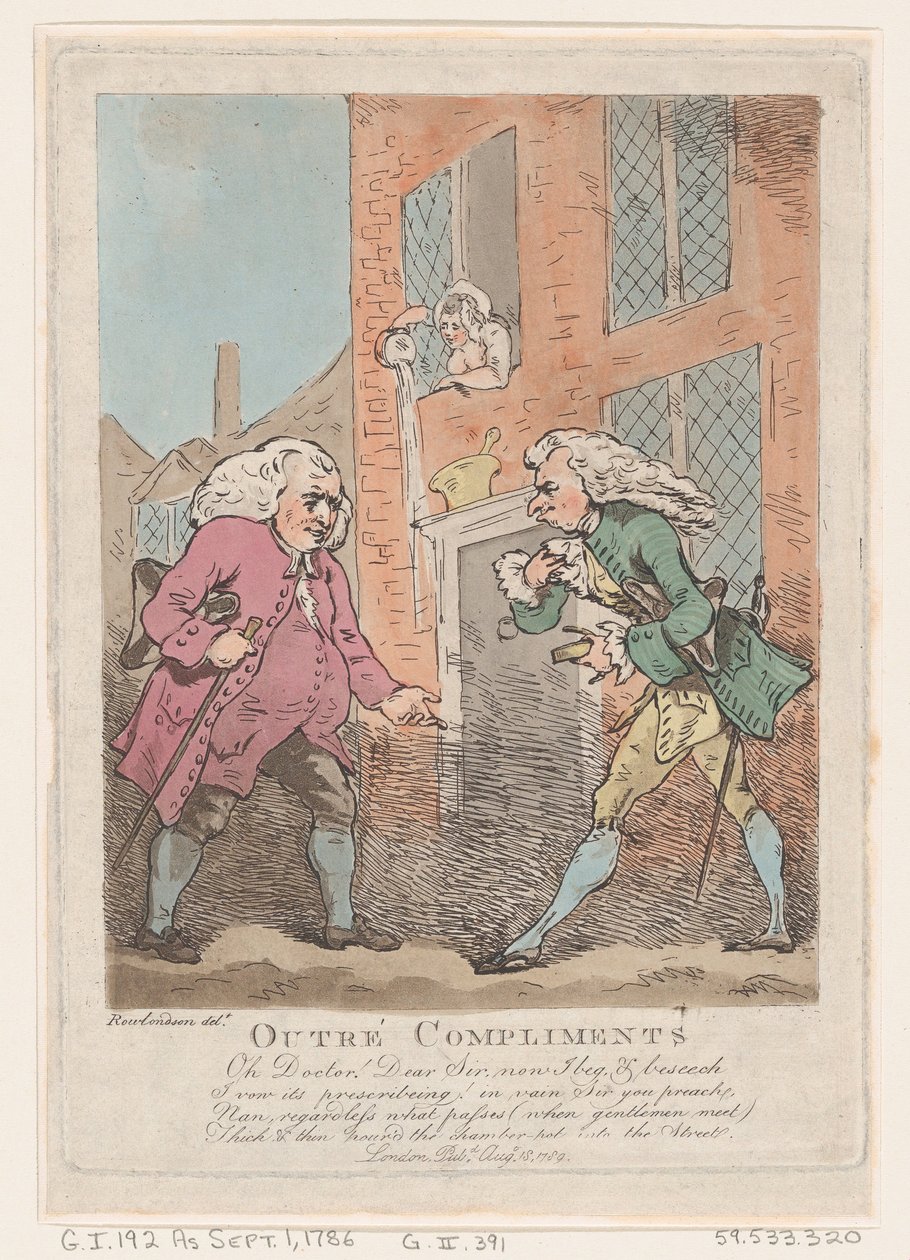Übertriebene Komplimente, 18. August 1786 von Thomas Rowlandson