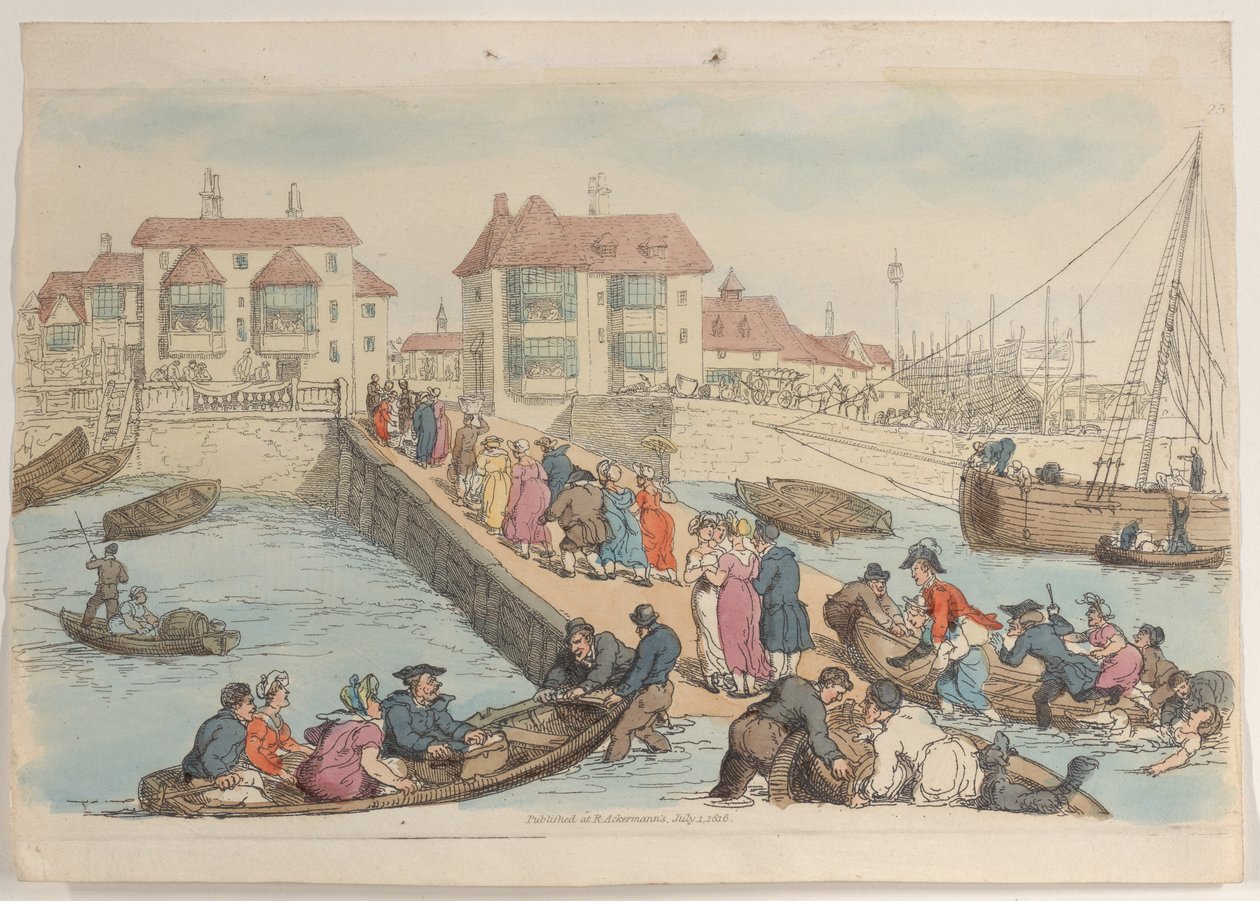 Tafel 25: Ein Landeplatz, aus Welt im Kleinformat, 1816 von Thomas Rowlandson
