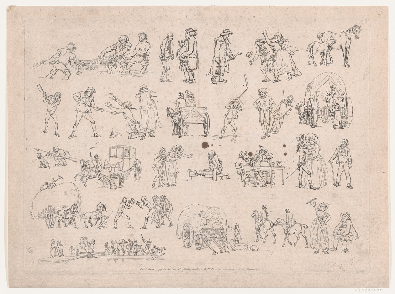 Tafel 4, Umrisse von Figuren, Landschaften und Vieh... für Lernende, März 8, 1790 von Thomas Rowlandson