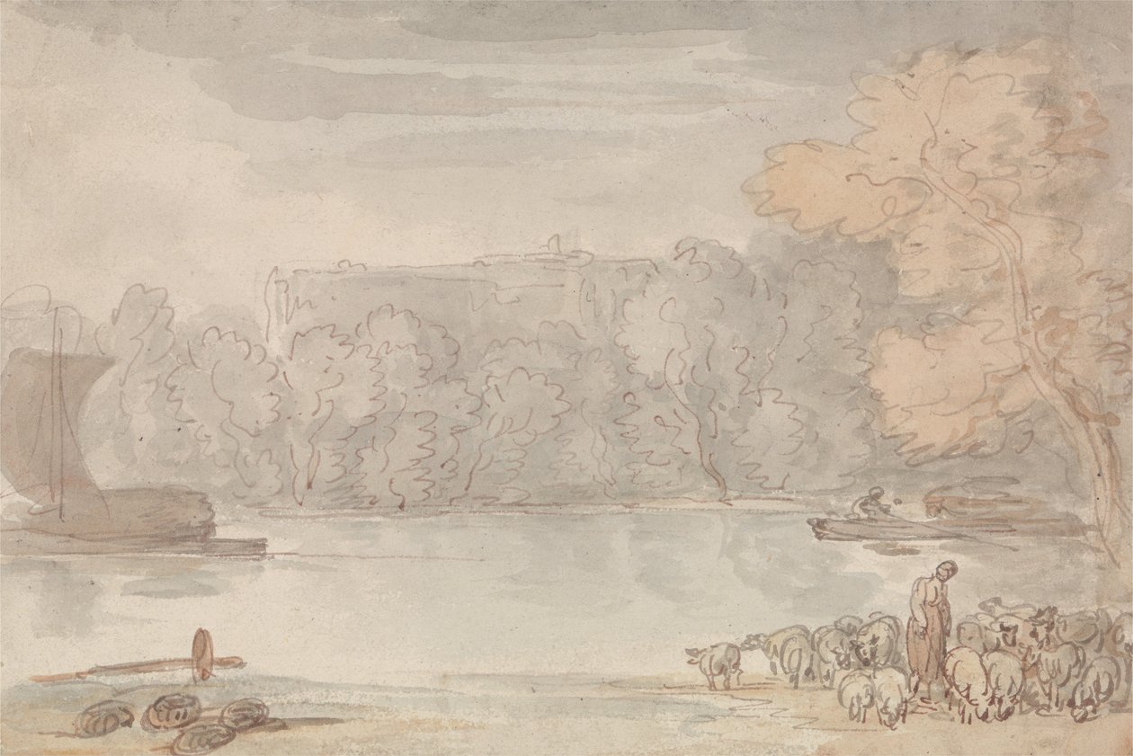Flussszene (Die Themse bei Eton?) von Thomas Rowlandson