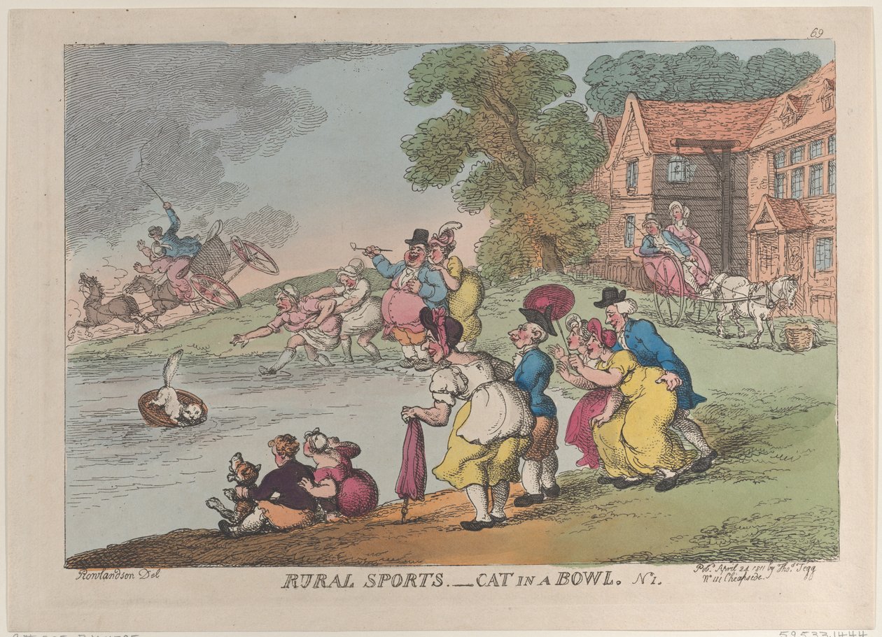 Ländliche Sportarten: Katze in einer Schüssel, 24. April 1811 von Thomas Rowlandson