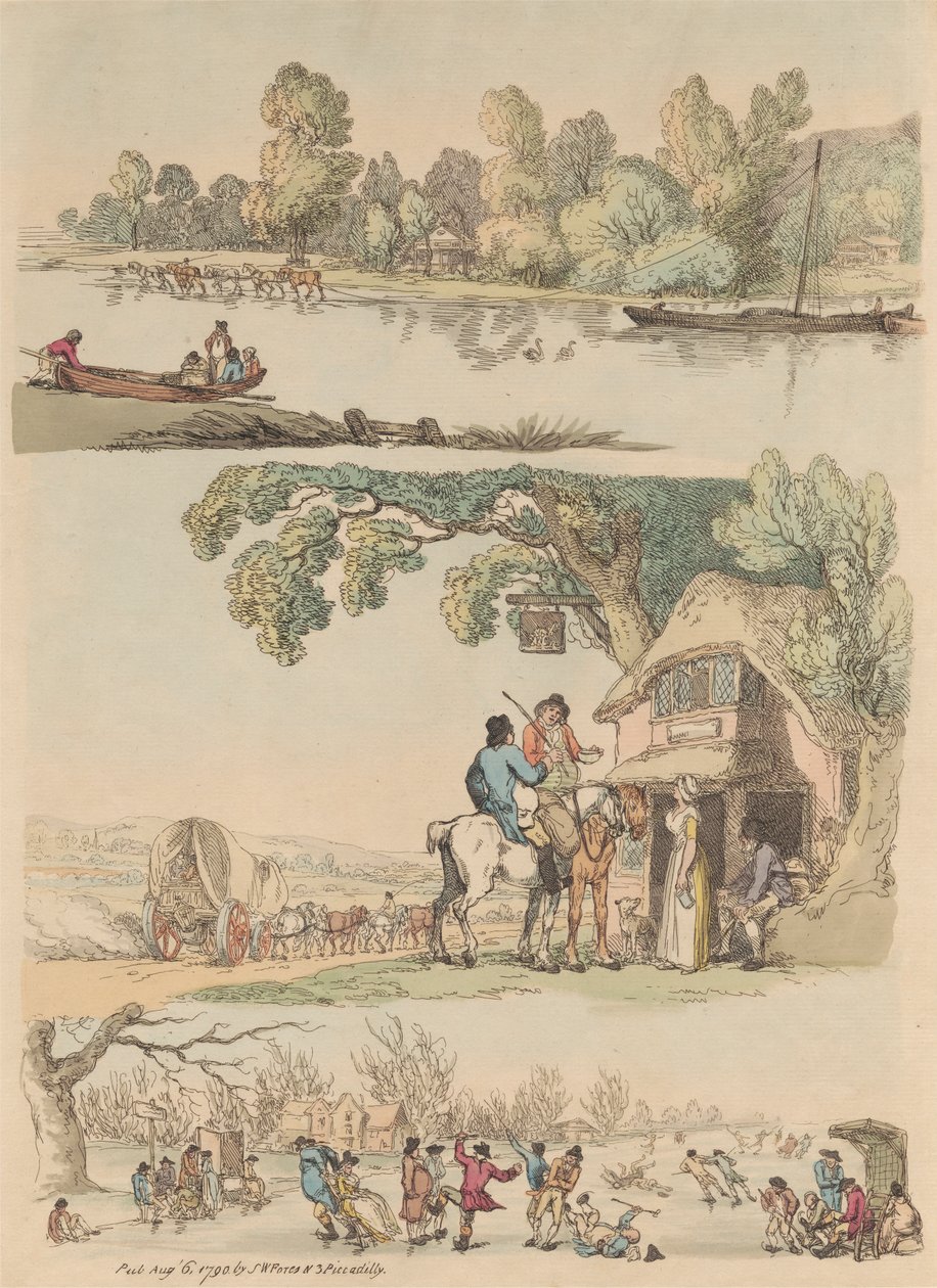Satz von sechzehn: Umrisse von Figuren und Landschaften von Thomas Rowlandson