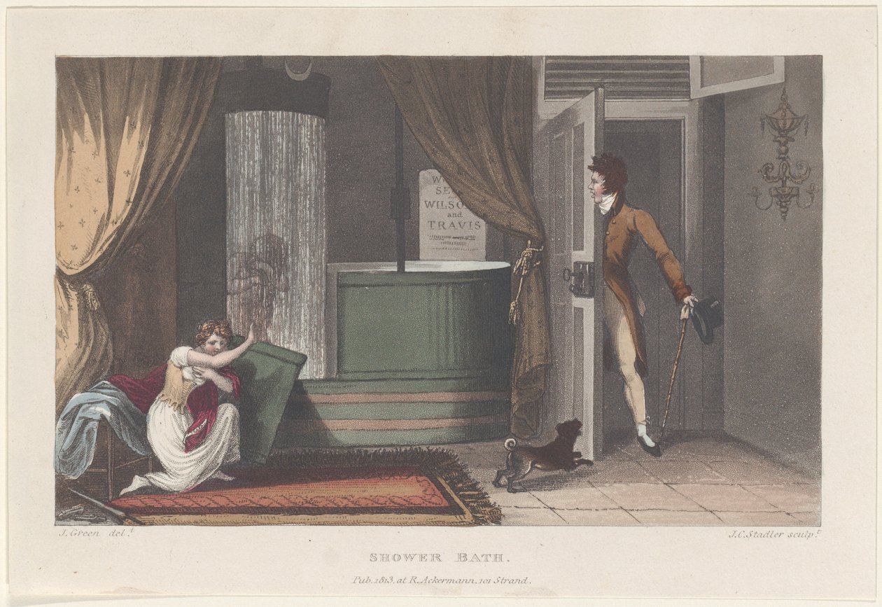 Duschbad, aus Poetische Skizzen von Scarborough, 1813 von Thomas Rowlandson