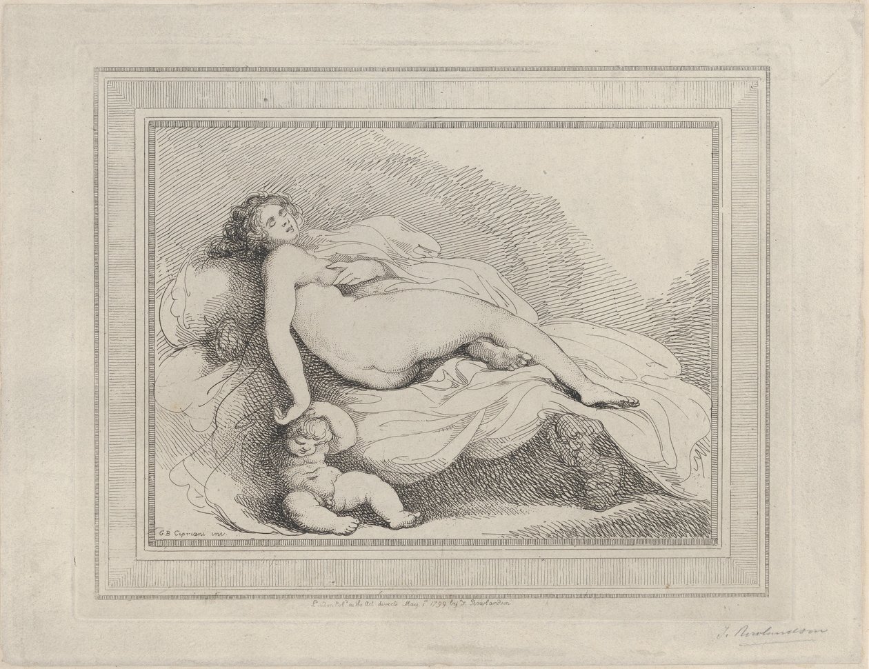 Schlafende Venus und Amor, 1799 von Thomas Rowlandson
