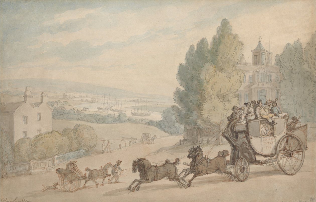 Der Canterbury-Dover-Kutschwagen passiert Schloss Vanbrugh von Thomas Rowlandson
