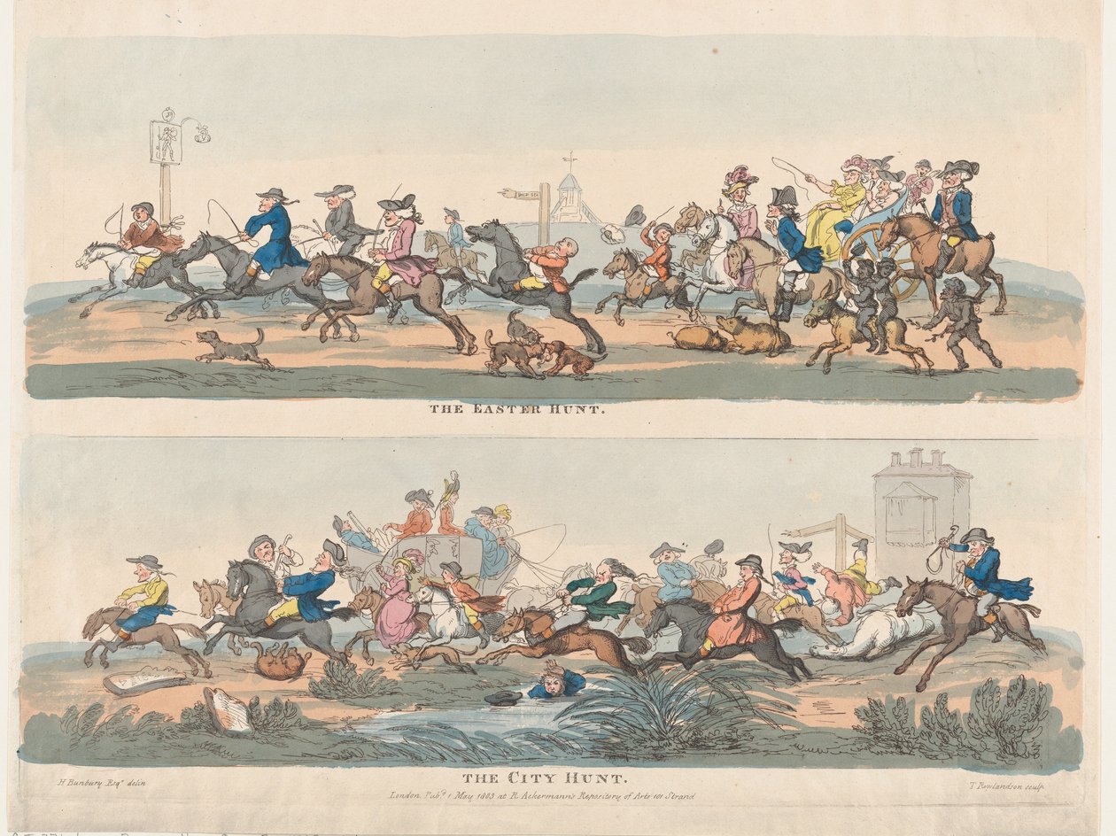 Die Osterjagd und die Stadtjagd, 1. Mai 1803 von Thomas Rowlandson