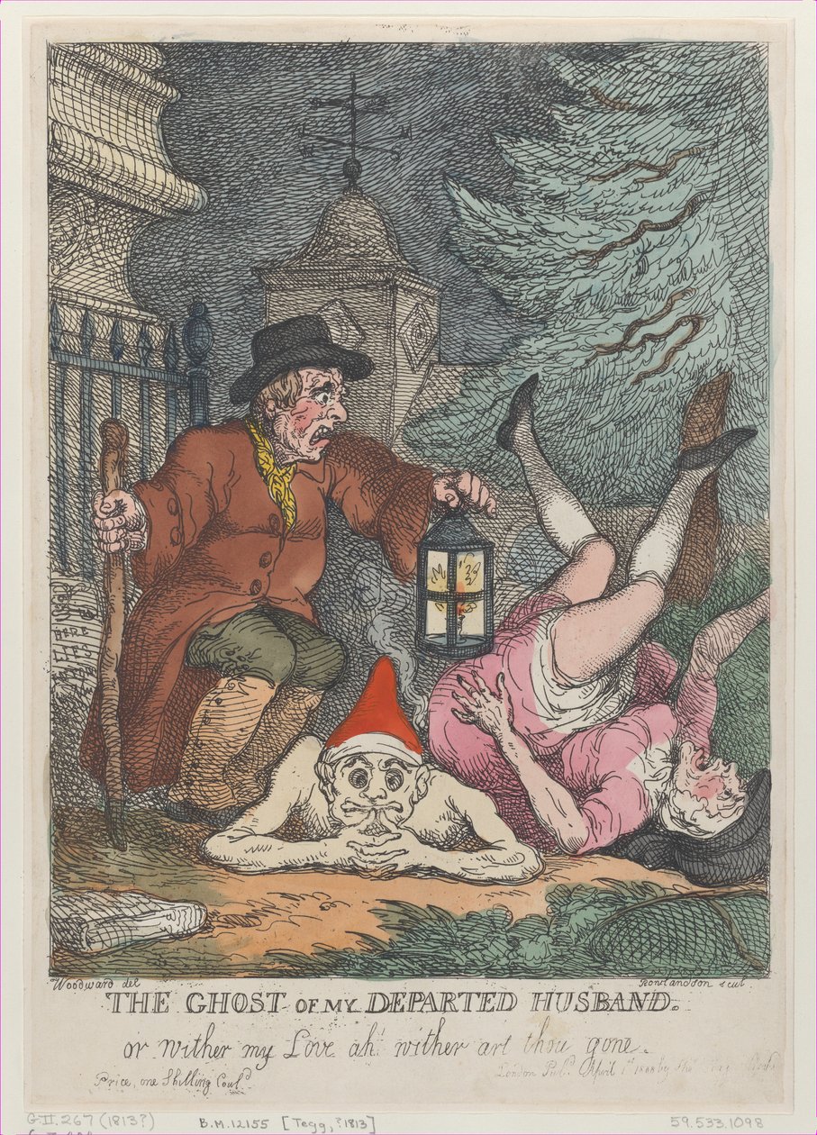 Der Geist meines verstorbenen Ehemanns, oder Wohin meine Liebe, ach wohin bist du gegangen von Thomas Rowlandson