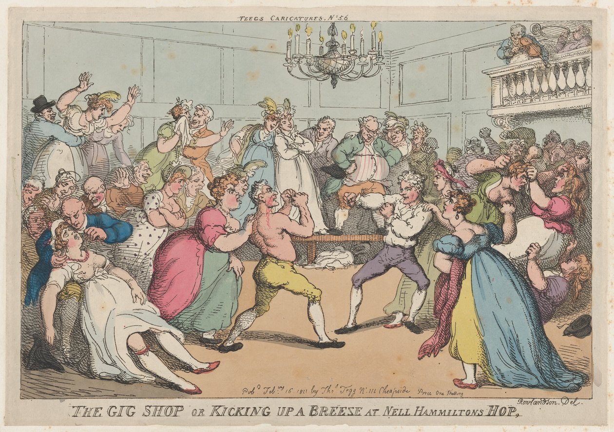 Der Gig-Shop oder Aufruhr bei Nell Hammiltons Hop, 16. Februar 1811 von Thomas Rowlandson