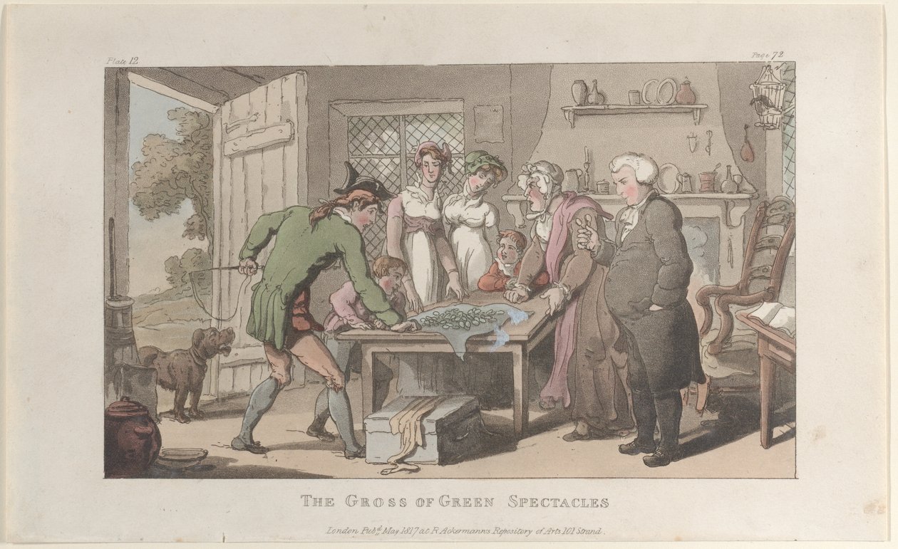 Die grüne Brille, aus Der Pfarrer von Wakefield von Thomas Rowlandson
