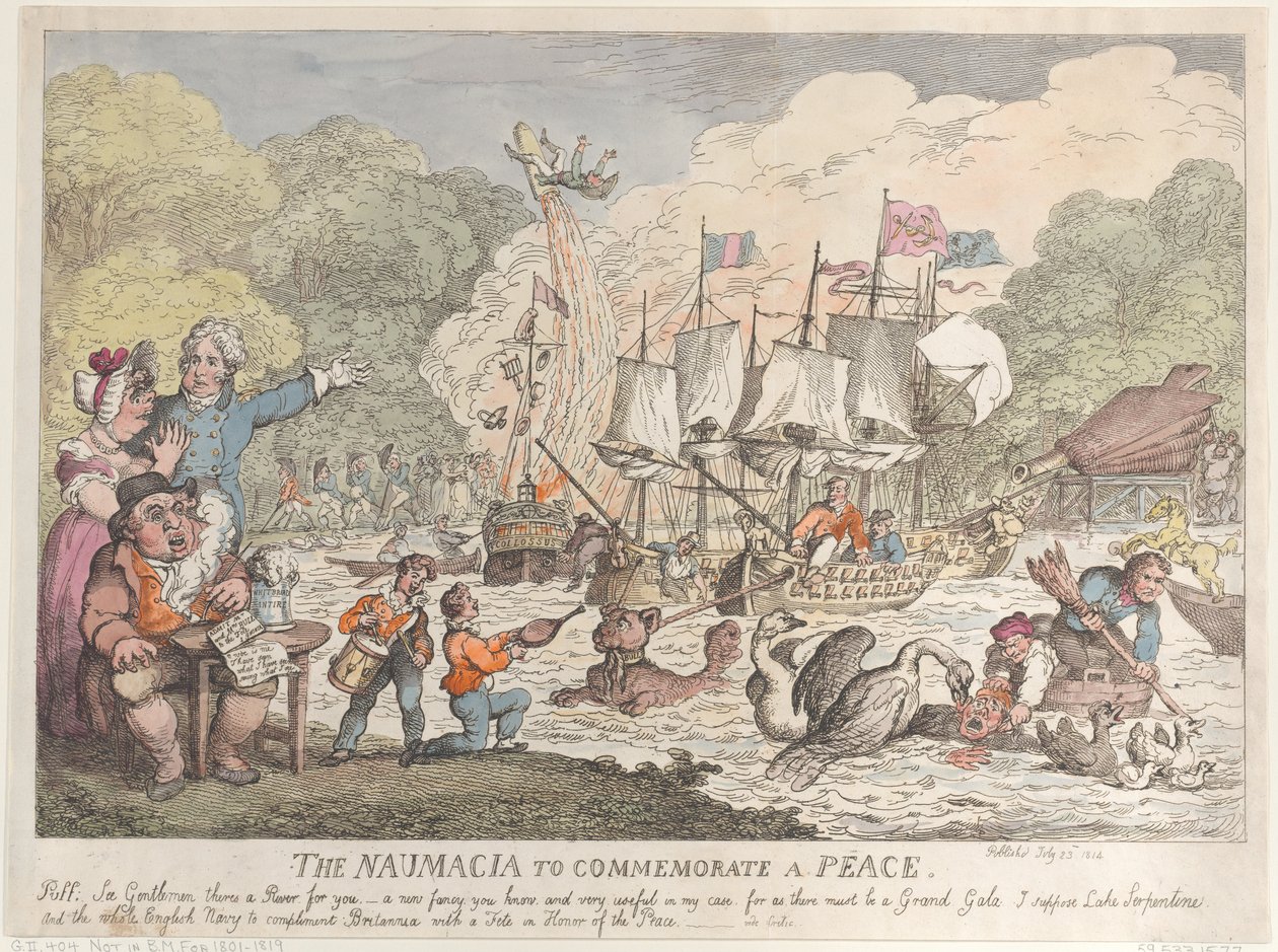Die Naumachie zur Feier eines Friedens, 23. Juli 1814 von Thomas Rowlandson