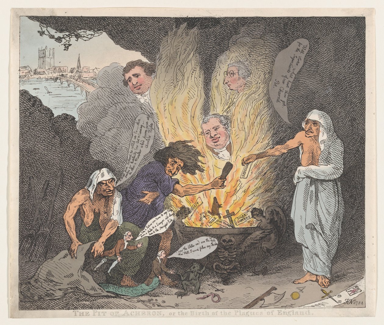 Die Grube von Acheron oder Die Geburt der Plagen Englands, 28. Januar 1784 von Thomas Rowlandson