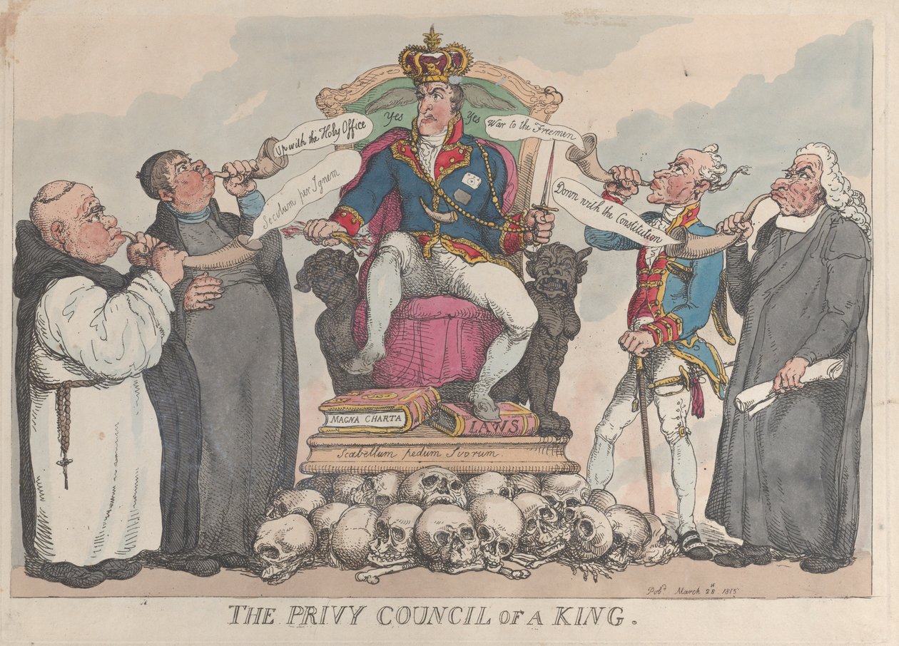Der Geheime Rat eines Königs, 28. März 1815 von Thomas Rowlandson
