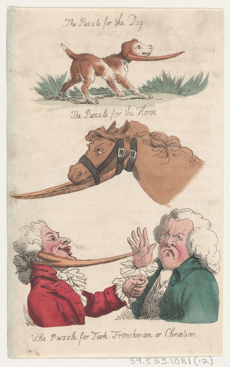 Das Rätsel für den Hund, das Rätsel für das Pferd, das Rätsel für Türken, Franzosen oder Chris..., 1808 von Thomas Rowlandson