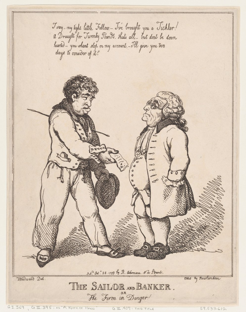 Der Matrose und der Banker, oder die Firma in Gefahr, 28. Oktober 1799 von Thomas Rowlandson