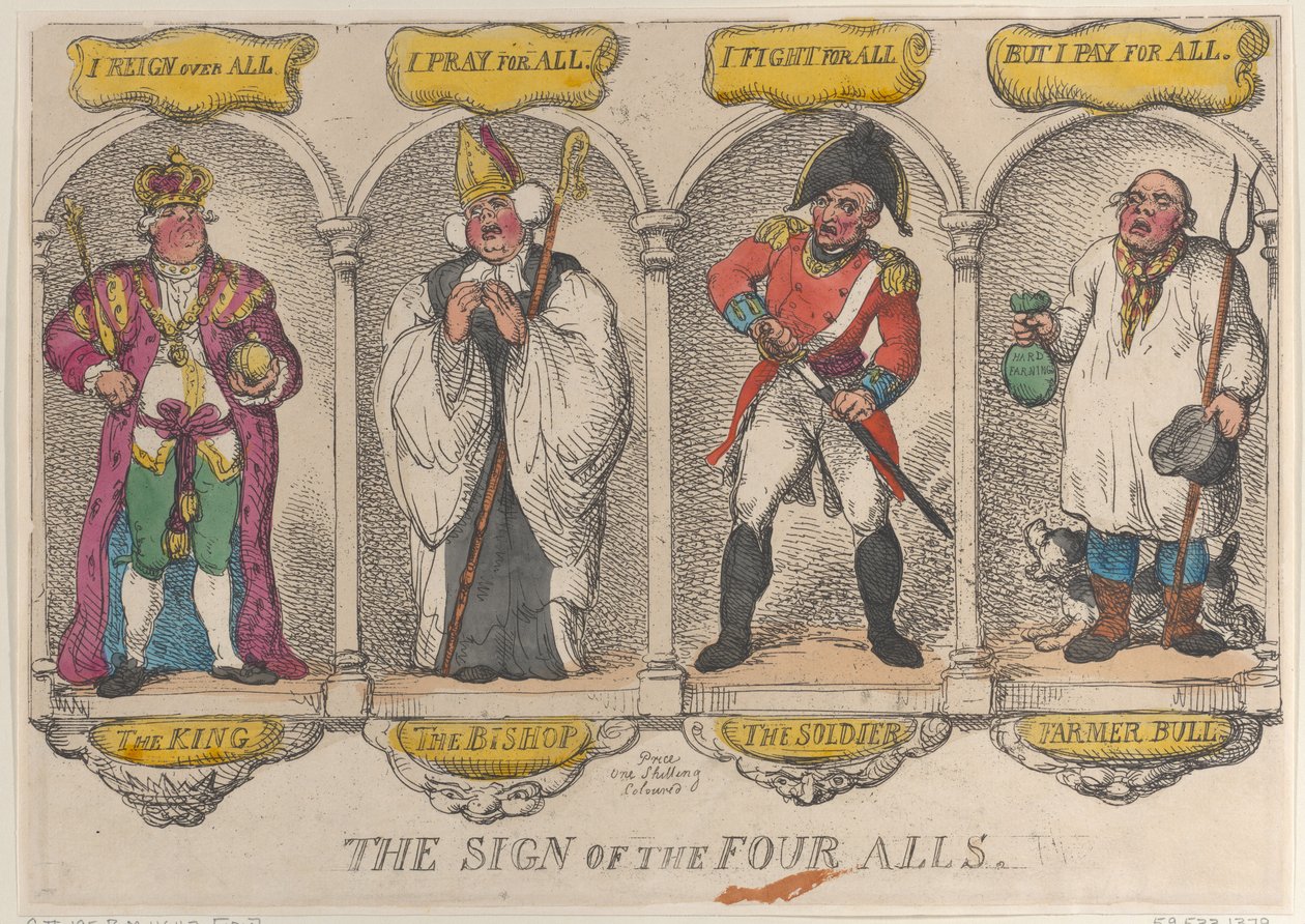 Das Zeichen der Vier Alls, 1810 von Thomas Rowlandson