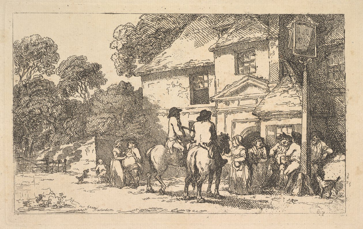 Die Drei Hufeisen, ein Gasthaus am Straßenrand, 18. Dezember 1787 von Thomas Rowlandson