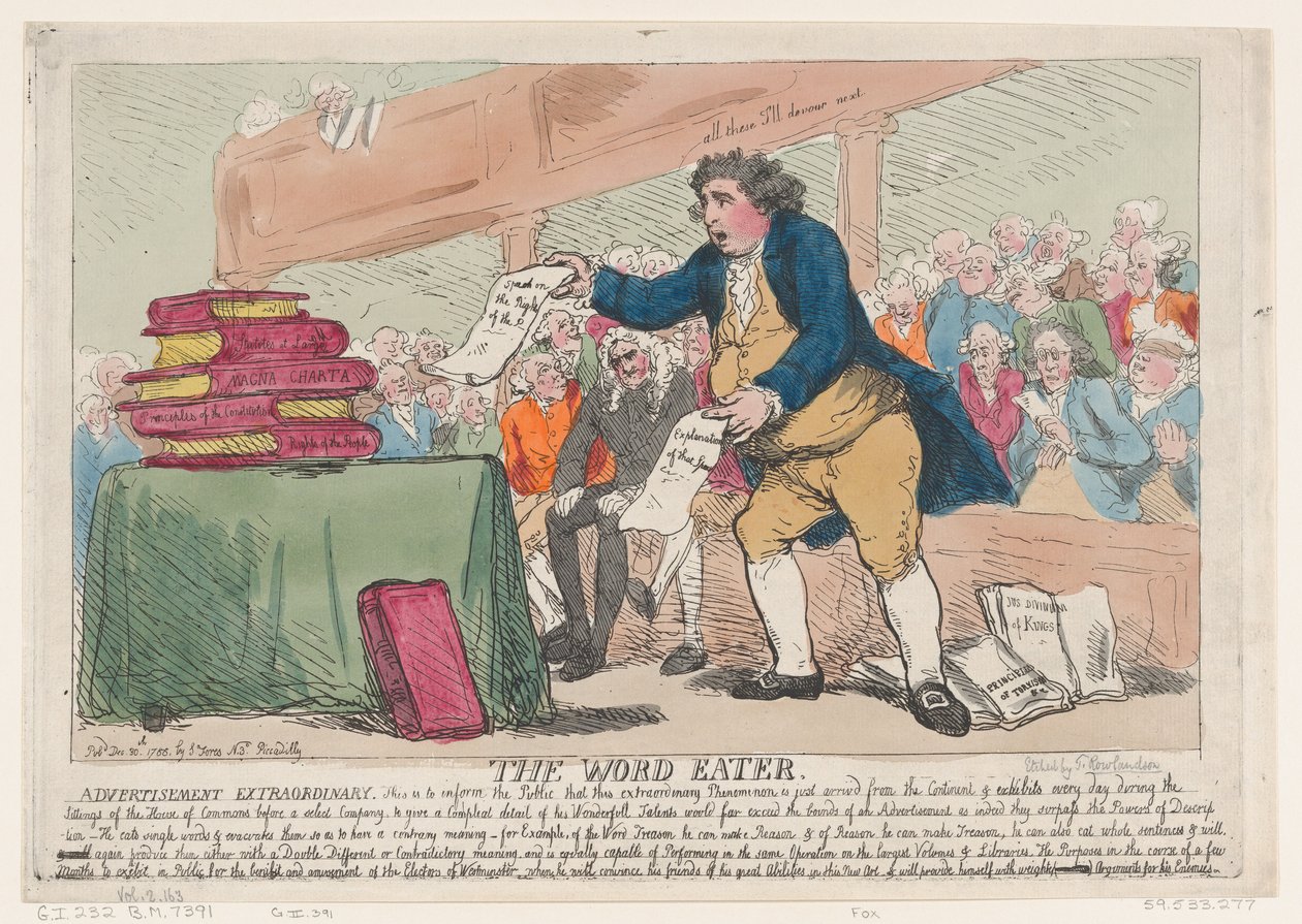 Der Wortfresser, 30. Dezember 1786 von Thomas Rowlandson