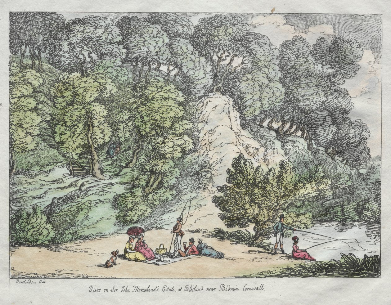 Ansicht des Anwesens von Sir John Moreshead in Blisland bei Bodmin, Cornwall, 1805 von Thomas Rowlandson