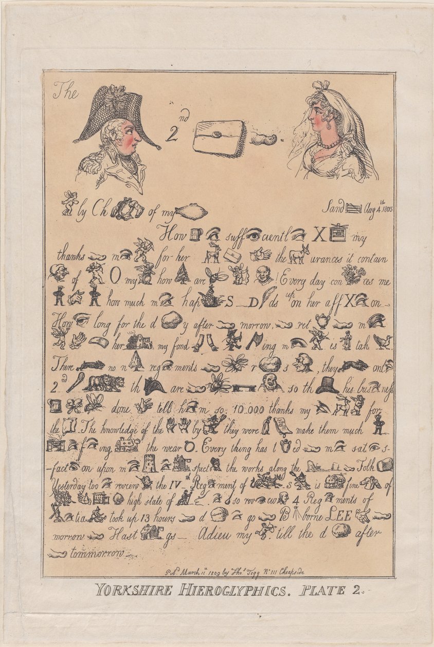 Yorkshire Hieroglyphen, Platte 2, 11. März 1809 von Thomas Rowlandson